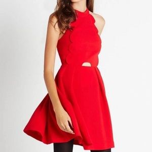 knee length dresses for ladies Mulberry Tie Back Cut Out Detail Skater Mini Dress main image 0